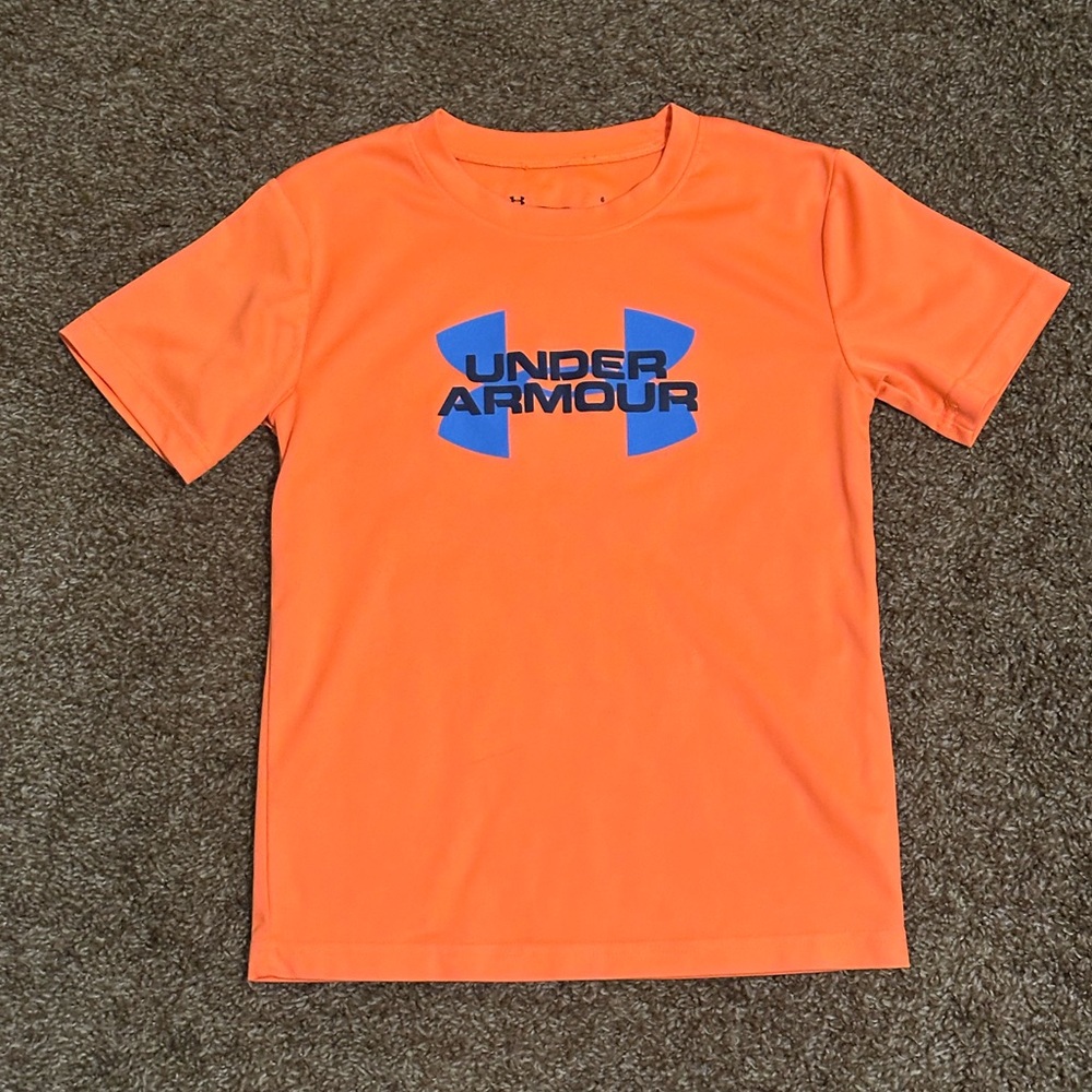 Under Armour Orange Short Sleeve Tee with Blue Logo